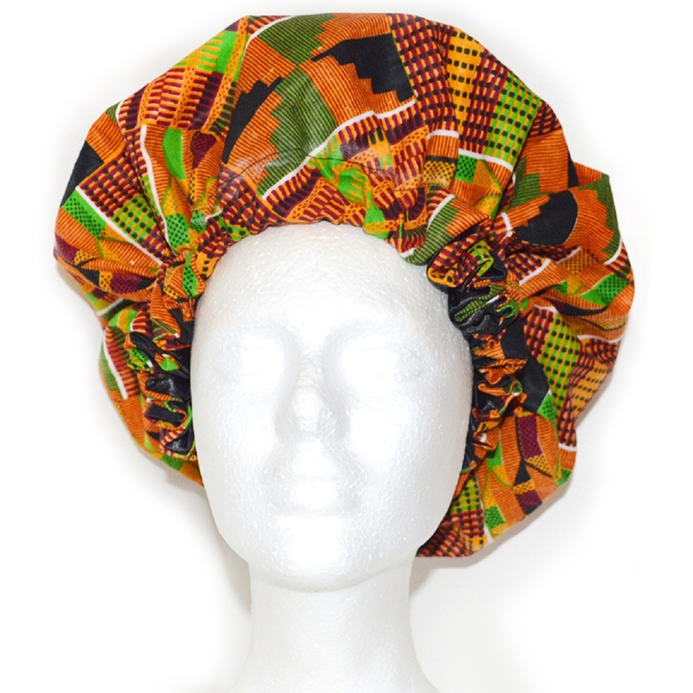 African Print Kente Ankara Hair Bonnet Hat